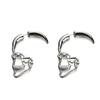 Unisex Gothic Punk Skull Stud Earrings - Retro Hollow Design  Perfect For Everyday & Festive Wear