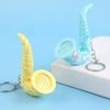 Keychain Pendant Mini Portable Musical Keychain Playable Vocal Sound Macaron Color Saxophone Shape Key Holder Stress-Relief Gift Accessories