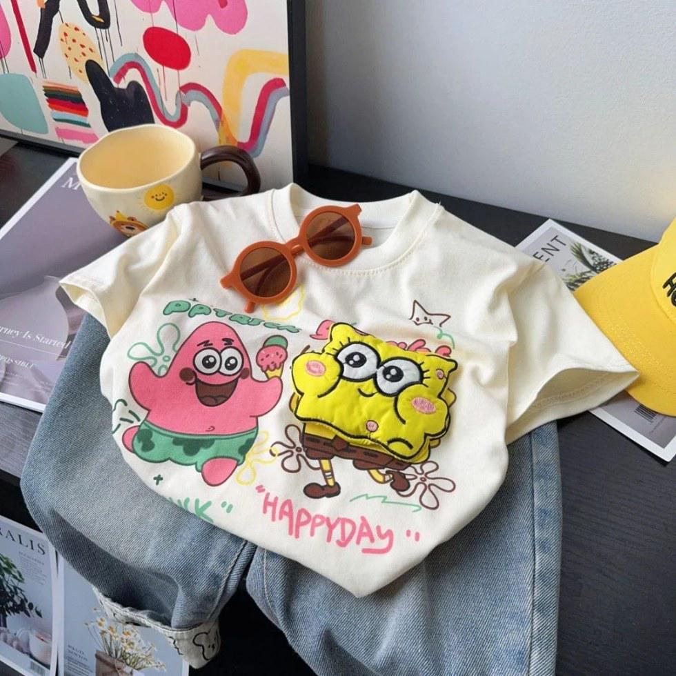 

3D Cartoon Kids Short-Sleeve Summer T-Shirt - Cute Korean Style for Girls & Boys 110 cm