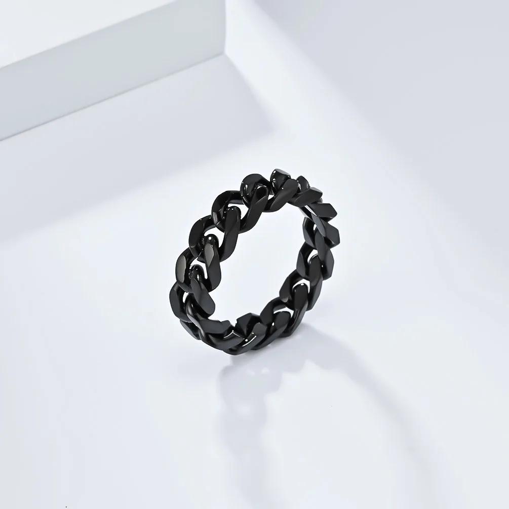 6mm Stainless Steel Rings for Women Classic Silver/Gold/Black Color Chain Ring Jewelry Men
