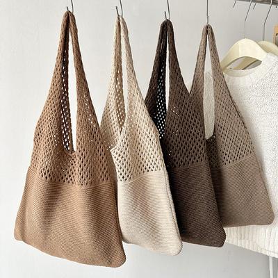 Large Capacity Shoulder Bags Fashi Women Hollow Woven Crochet Bag Knitting Handbags Eco Female Shopping Tote