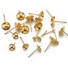 20pcs 3-8mm Gold Color Stainless Steel Ear Studs Earrings Earring Base for Pearl Ear Jewelry Making DIY Accessories Wholesale