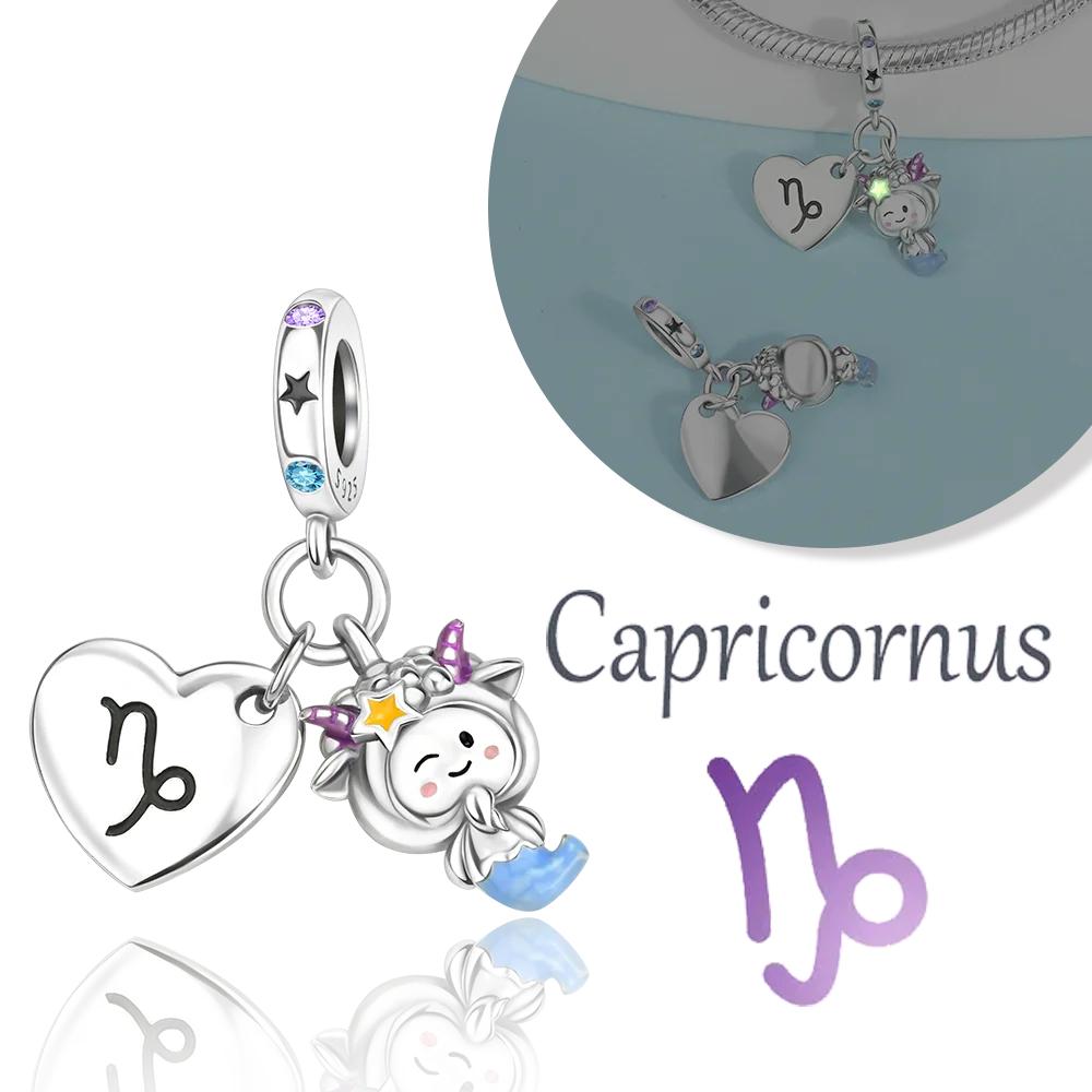 Copper 12 Months Birthstone Heart-Shaped Beads Charms Fit Original Bracelet Charm Beads Necklace Diy Female Jewelry