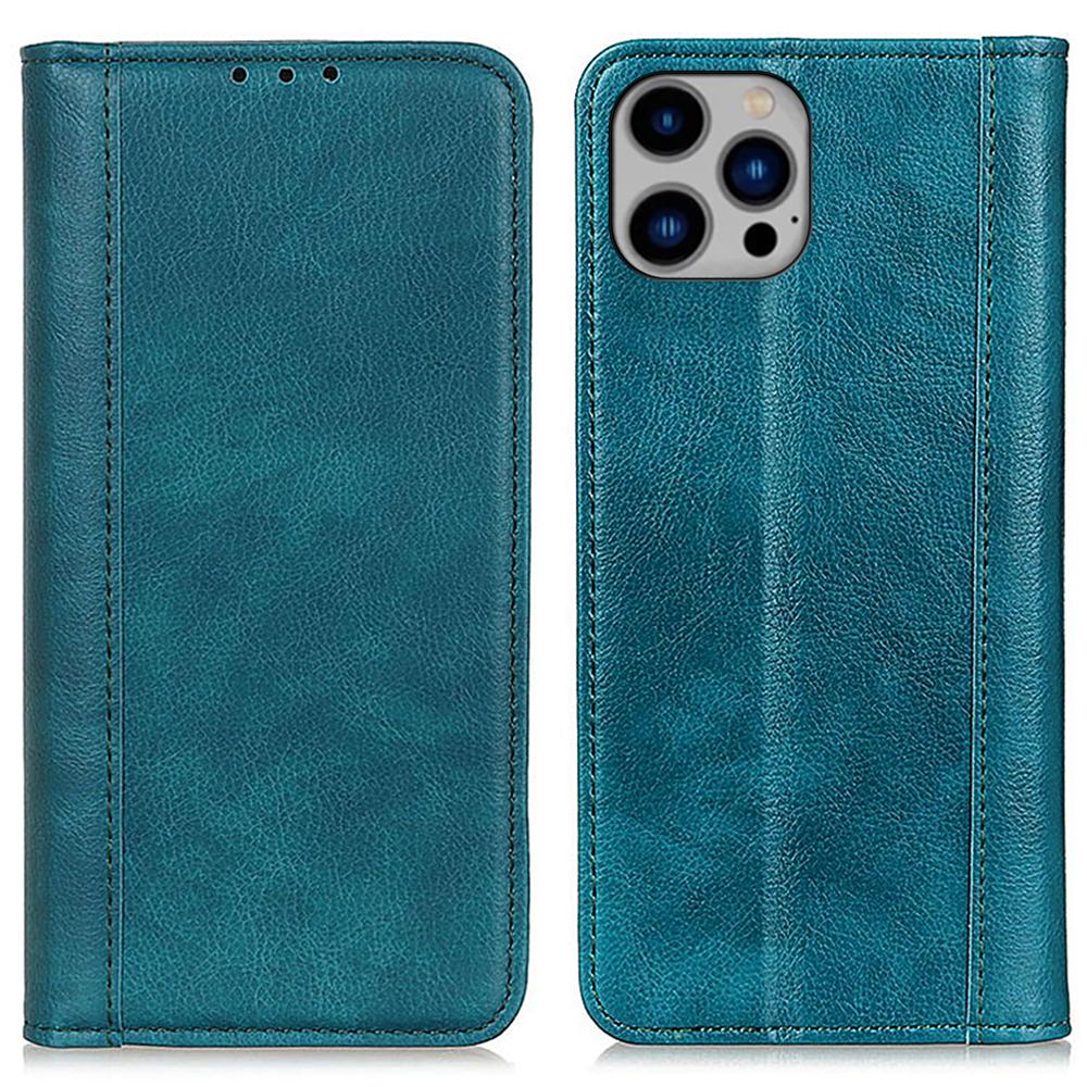 

Для iPhone 16 Pro Max Чехол из Спилковой Кожи Магнитный Автоматически Закрывающийся Кошелек Чехол для Телефона Green