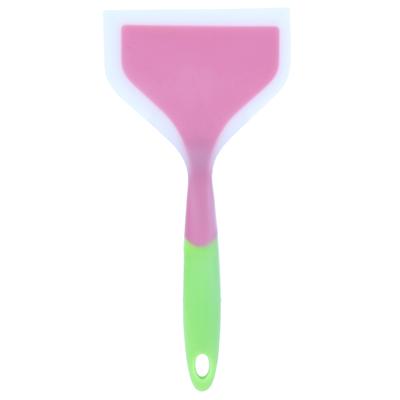 Silikonspatel, antihaftbeschichtet, rutschfest, Silikon-Kochspatel für Tamagoyaki, Pizza, Steak(Pinkgrüner Griff )