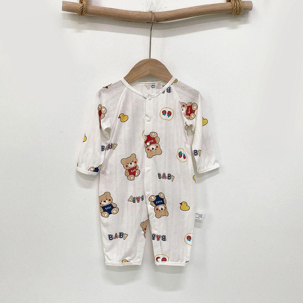 Baby Langarm-Bodysuit aus Bambusfaser: 3-24 Monate, Atmungsaktiver Druckknopf im Schritt, Nahtlos für den Sommer