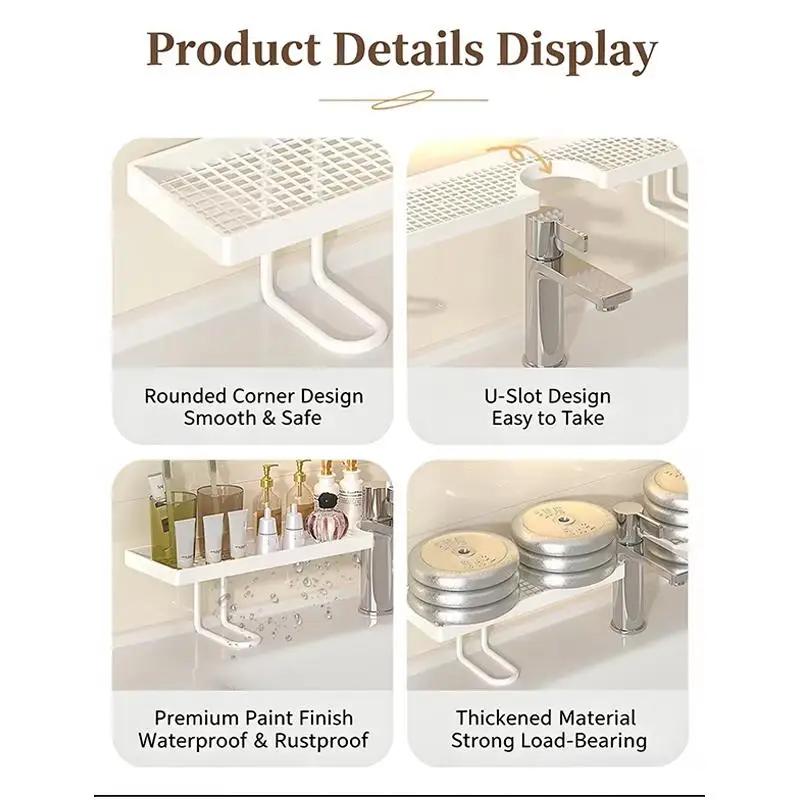 60CM Bathroom Washbasin Stainless Steel Storage Rack Multifunctional Grid Sink Storage Rack Waterproof and Rust Resistant