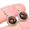 Natural Mahogany Obsidian Gemstone 925 Solid Sterling Silver Earring 1.25" n1R48
