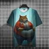 Funny Fat Cat T-Shirt Kid's 3d Printed Animal T-Shirts Kids Casual Loose Short Sleeved Oversized Tops Summer Streetwear Tees