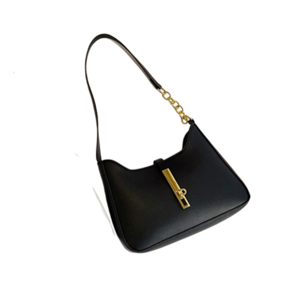 

Fashion Pure Color Shoulder Bag PU Leather Vintage Underarm Bag Retro Shoulder Bag Shopping чёрный