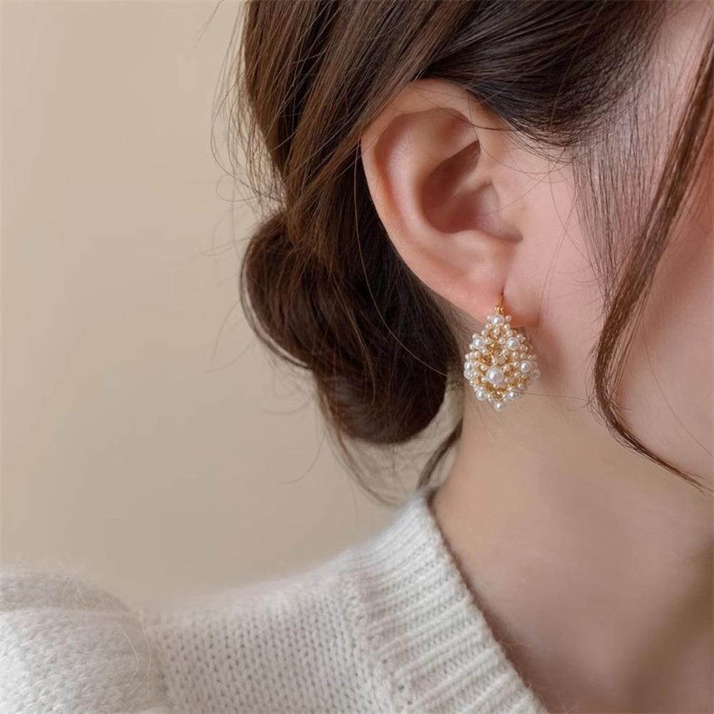 Water Drop Shape Pearl Earrings Personality Ear Hook Korean Style Drop Earrings  Wedding