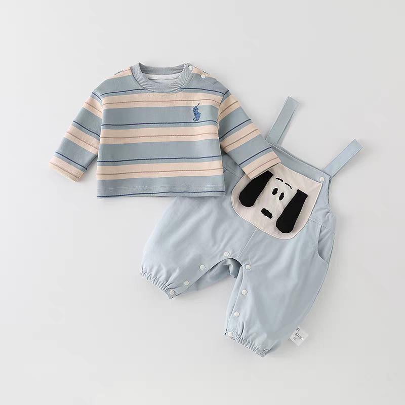 

Новый комплект из двух предметов для малышей: мультяшный комбинезон с щенком и футболка на весну и осень Size 100