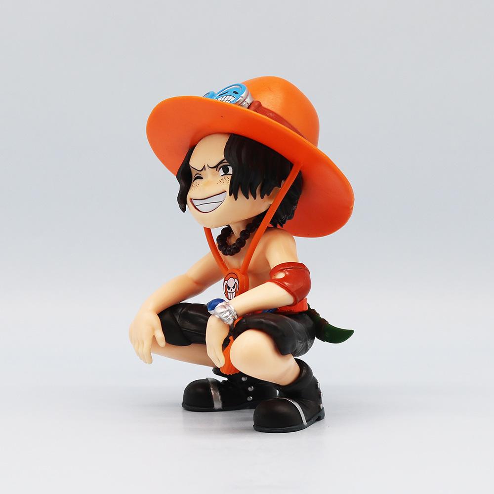 Ace & Yamato Anime Figure, Q Version Sitting Pose Laughing GK Statue, Cute Collectible Model Car Decor Gift