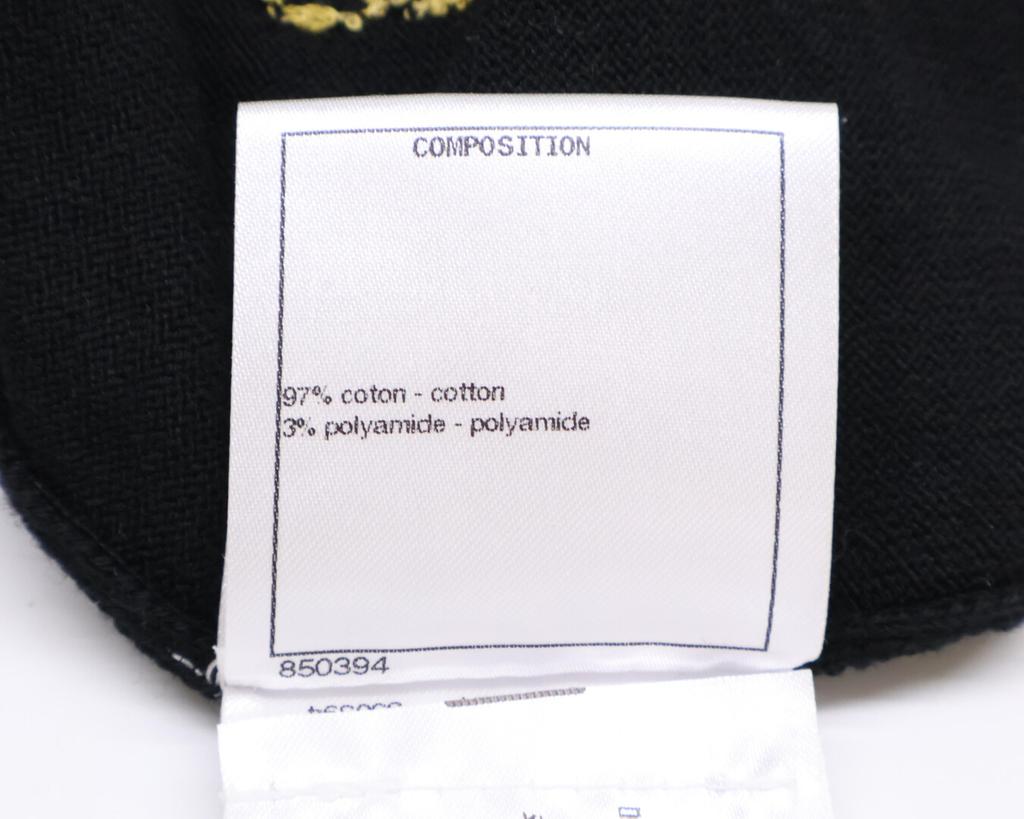 CHANEL Good condition, genuine Japanese product, P72160K10373, 22P, multi-logo icon cotton knit T-shirt tops 34 blackUsed