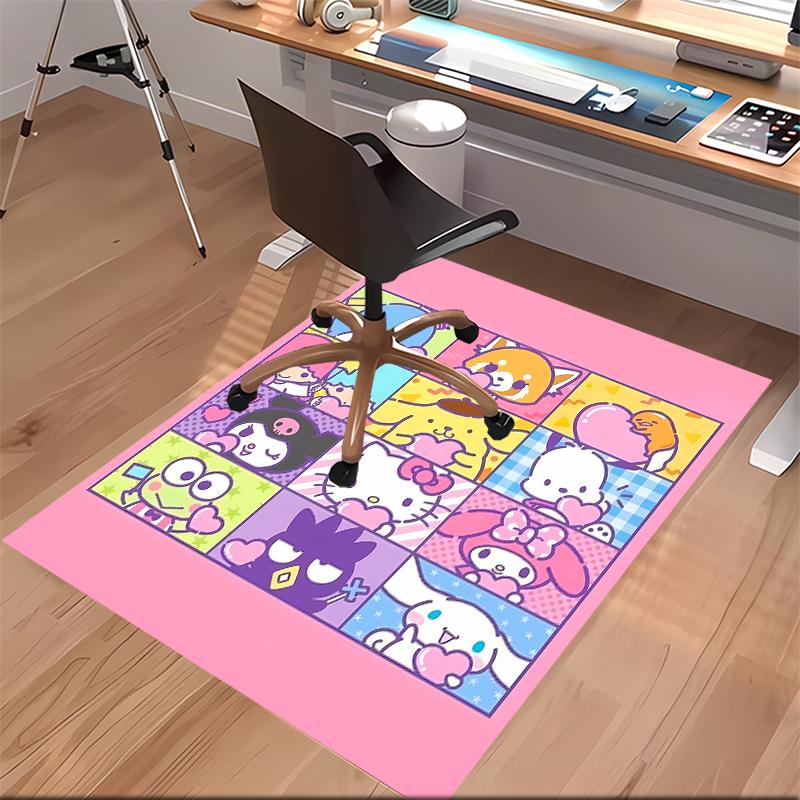 1pc Sanrio1 Print Area Rug - Soft, Washable Non-Slip Indoor Mat for Office Chairs, Living Room, Home Office Decorative Rug