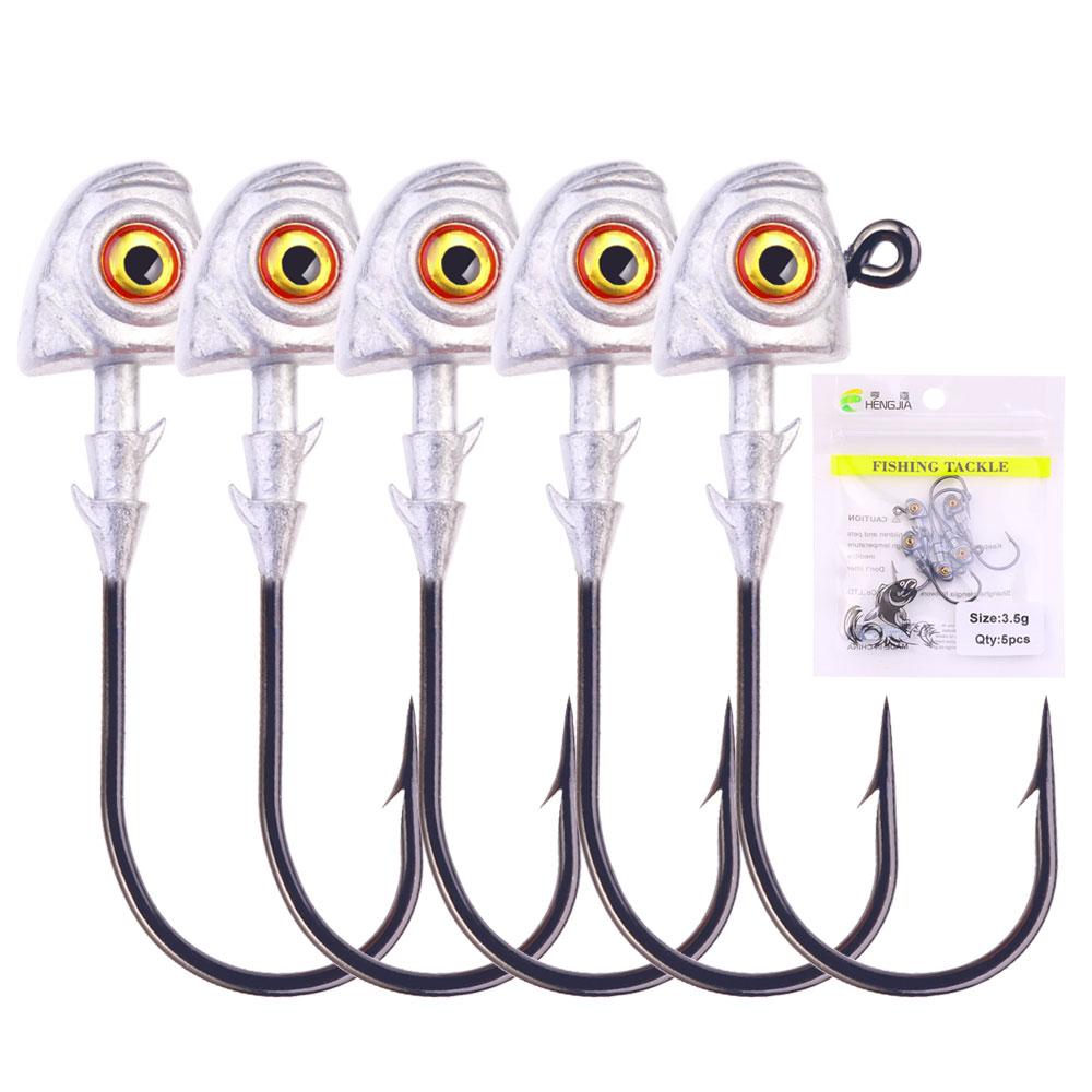 

5PCS/Big Eyes High Strength Jig Head for Worm Lure Swimbait Hook For Seawater Freshwater Fishhook Fishing Tackle