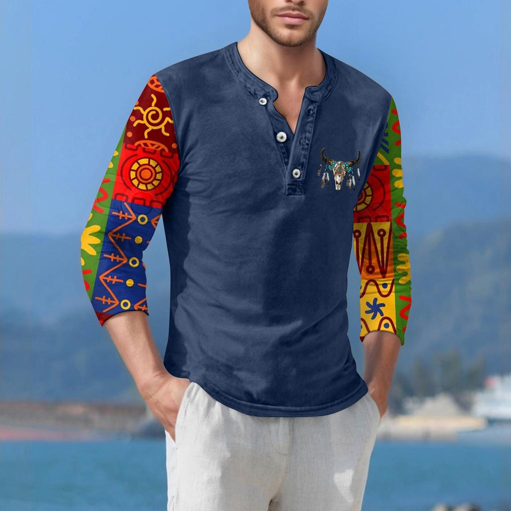 Herre T-skjorte Street Casual Mote Langermet Topp