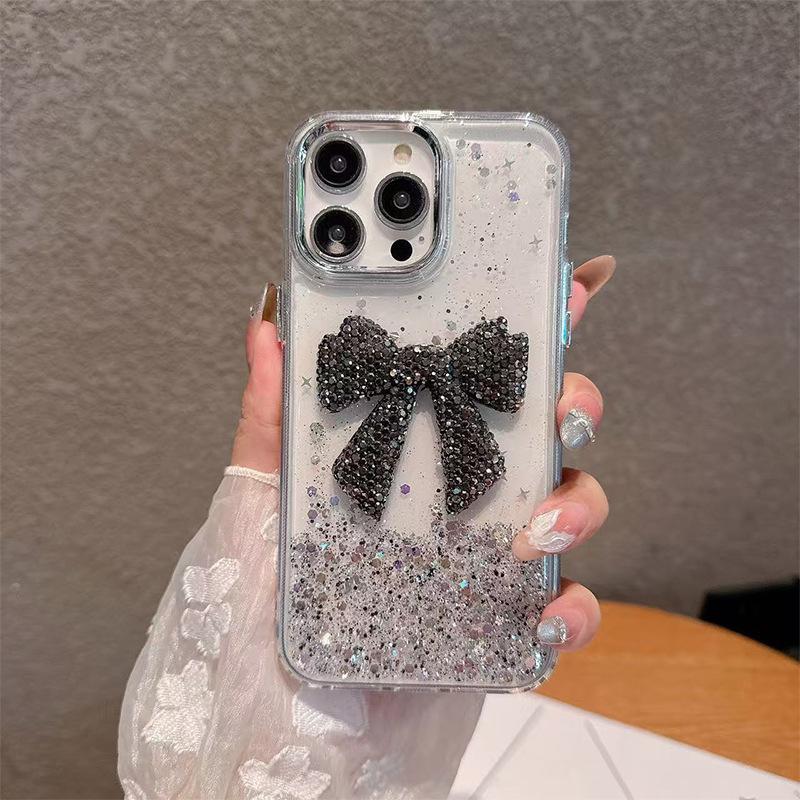 Brokatowa cekinowa motylkowa przezroczysta klejowa obudowa na telefon dla Apple 17 model damski dla iPhone 16 lekki luksus 15 moda damska