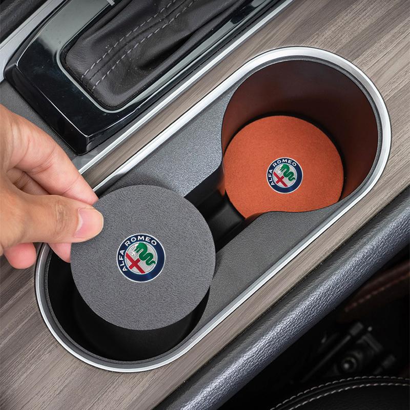 2 Stuks Auto Suede Waterbekerhouder Anti-slip Onderzetter Accessoires Voor Alfa Romeo 159 Giulietta Giulia 147 Mito 156 Stelvio Volante