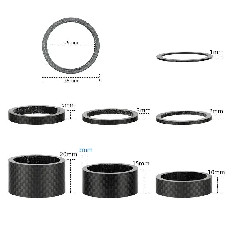 Bicycle Carbon Fiber Spacers for 1-1/8" 28.6mm Fork Headset Handlebar Stem Rise up Height Adjust Washers 3K Matte Rings