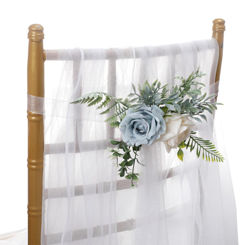 Wedding Chair Decoration Yellow Rose Flower Chair Back Aisle Decoration