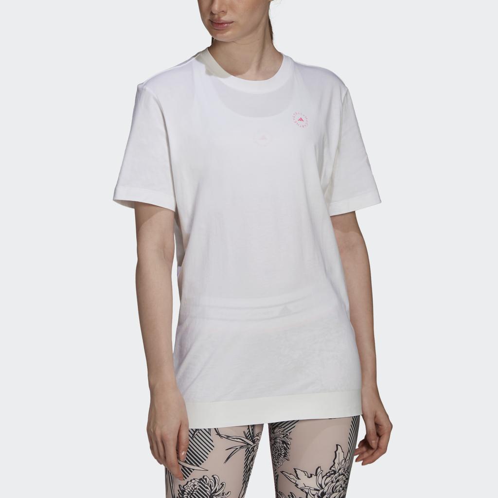 Adidas Sportswear Stella McCartney Letter Pattern Round Neck Pullover Short Sleeve T-Shirt Women T-Shirt White GL5268