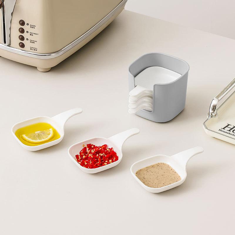 7pcs Set Ceramic Sauce Dish Dipping Set Cute Design Stackable Containers Dining Table Snack Condiment Plates Kitchen Supplies