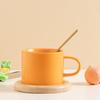Candy Macaron Ceramic Cup, Water Cup, Coffee Cup With Oak Coaster Spoon.