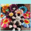 Pernă de pluș cu floare curcubeu Takashi Murakami, luminoasă și colorată, 40 cm, pentru copii