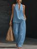 In Stock Women's Halter V-Neck Sleeveless Casual Fashion Set