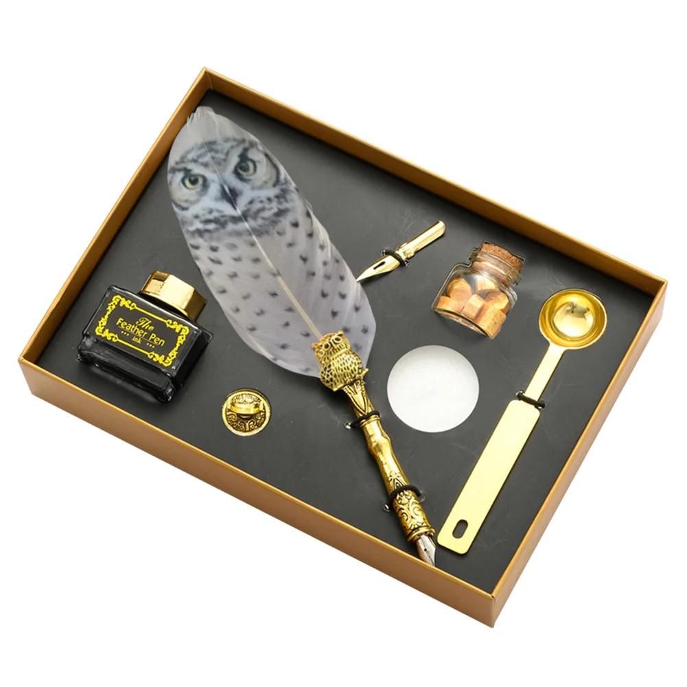 1 Set Retro Federkiel Schreibtinten-Set Schreibwaren Feder-Tauchstift Federkiel-Sets Kunstbedarf Bastelbedarf Geschenke DIY Kreativ Vintage