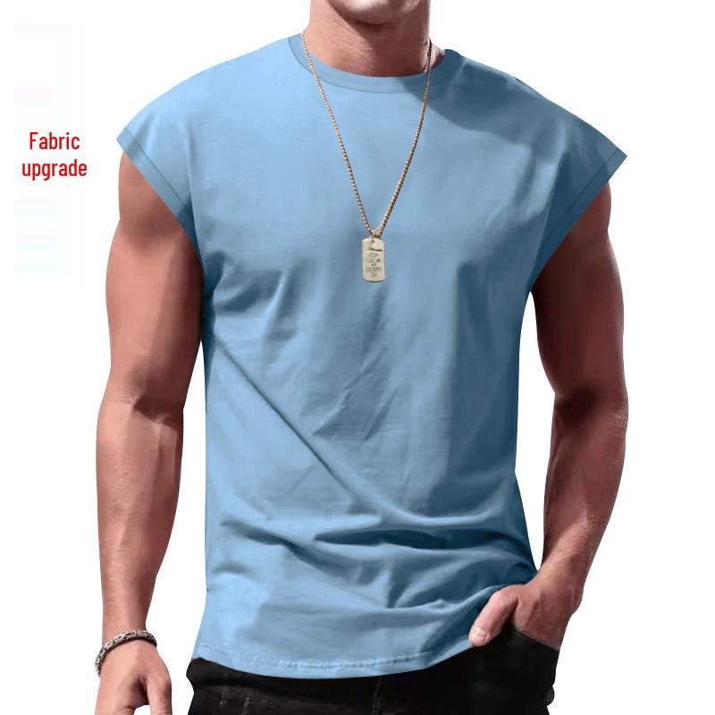 Cross-border 2025 Men's Summer Sleeveless T-shirt - Youth Loose Fit Solid Color Thin Tank Vest