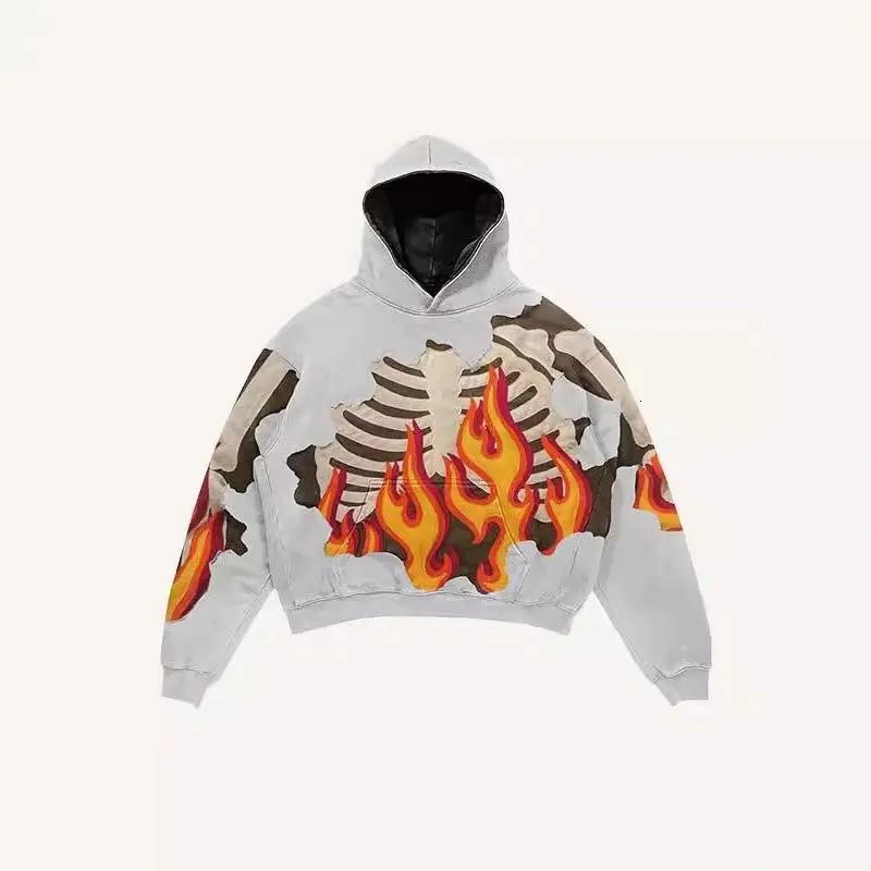 Spring and Autumn American Retro Skull Skull Skeleton Series 3D Digital Printing Trend Hoodie Sweater