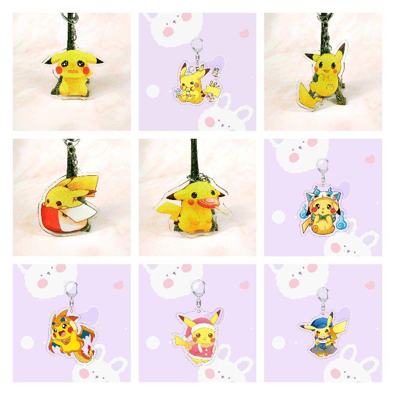 Pikachu Anime Keychain Laser Printed High-definition Acrylic For Decoration Gifts