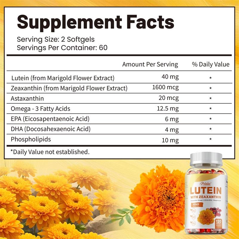 High-content Lutein and Zeaxanthin Soft Capsules, 40mg, Natural Plant Extract Nutrition, Suitable for Adults.