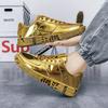 Fashion New Gold Glitter Sneakers Couple Casual Walking Shoes Men Hip-hop Streetwear Skateboard Trainers Women Flat Designer Footwear