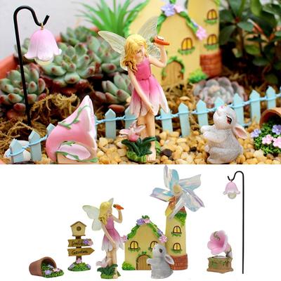 7PCS Feengarten Miniatur Feen Figuren Zubehör Windmühle Haus Garten Hof Dekor