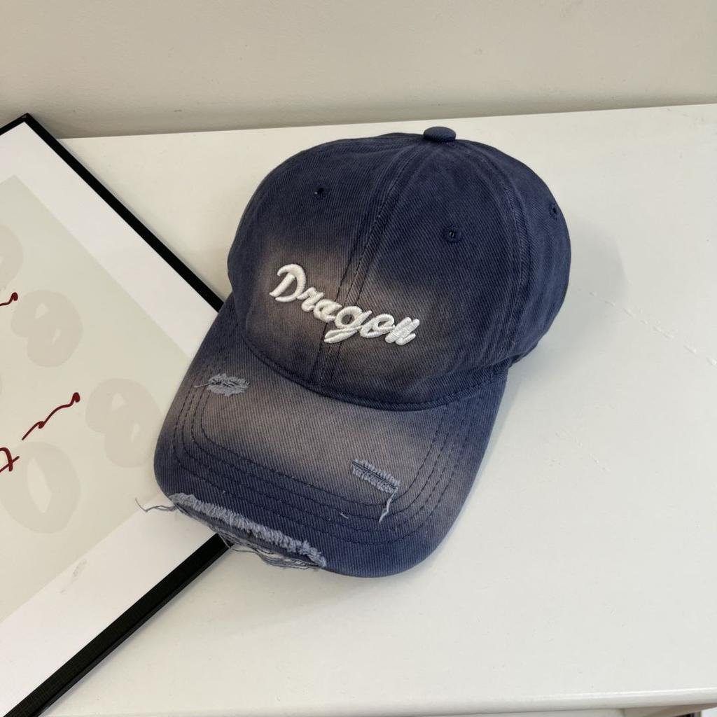 American Retro Baseball Cap Women's Big Head Circumference Old Ripped Baseball Cap Wide Brim Showing Face Small Soft Top Sun Hat Men