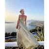 Ladies Summer New Sexy Chest Wrapped Bronzing Party Dress Solid Color Elegant Casual Big Swing Decoration Design Long Skirt