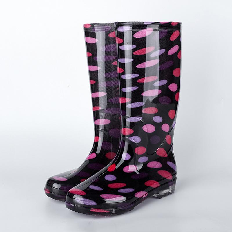 High Tube Rain Shoes Waterproof Shoes Long Tube Velvet Cotton Rain Boots Rubber Shoes Overshoes Water Boots Female Adult Fashion Non-slip Warm Summer