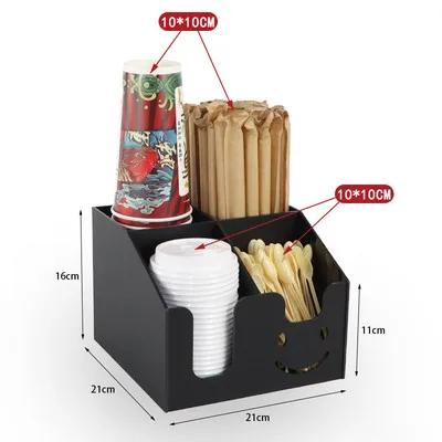 Schwarzer Acryl-Getränkehalter Mehrschichtiger Getränkeaufbewahrungsständer Strohhalm-Aufbewahrungsbox Kaffee-Milchtee-Shop Becherbehälter Ausstellungsständer