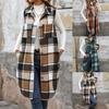 Autumn Long Sleeveless Jacket Retro Casual Lapel Long Plaid Jacket Vest