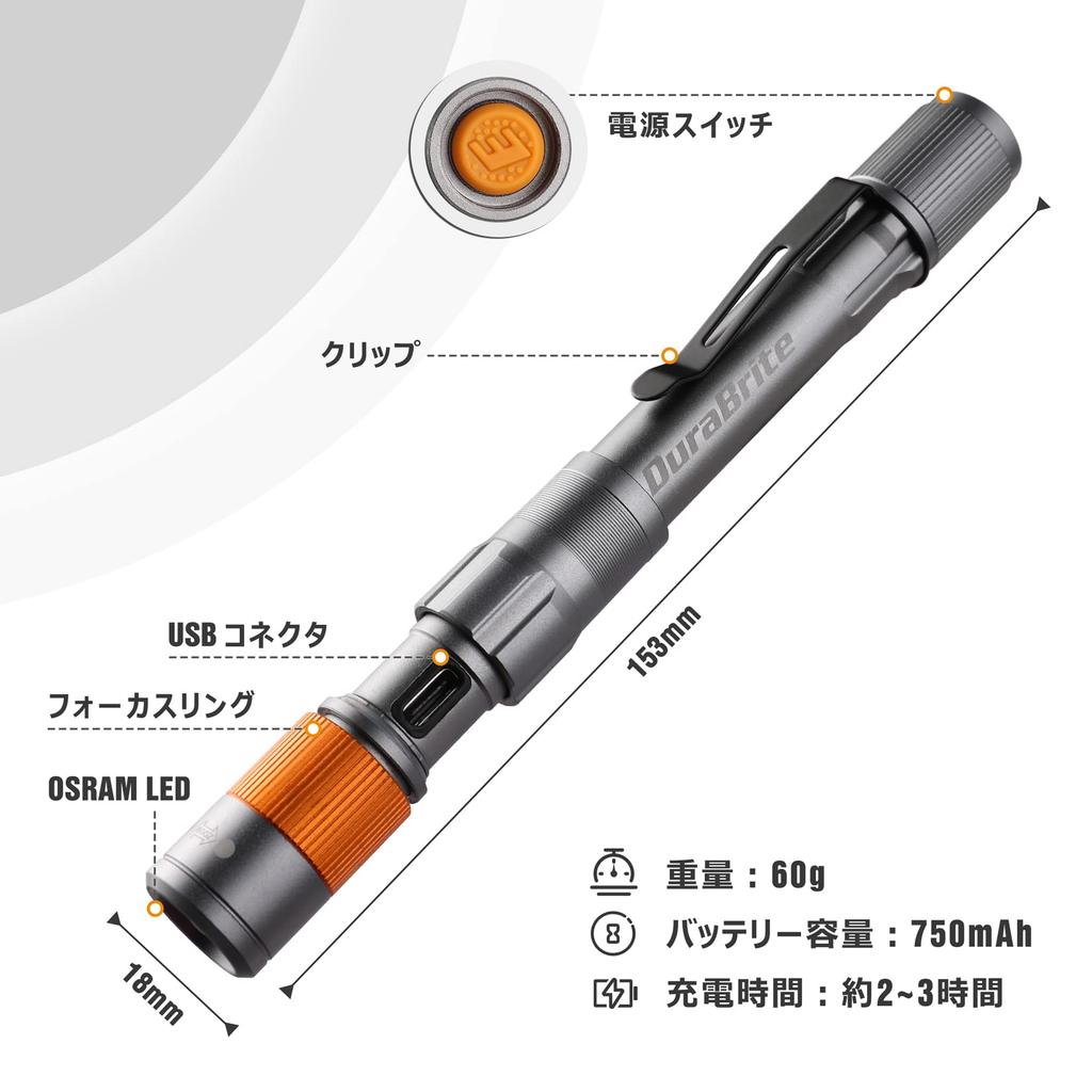 DuraBrite 300 Lumens LED High 4 Dimmable Aluminum Alloy Ideal for Outdoor Disaster Power Outage Champagne Color Flashlight, Brightness, Levels,