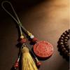 Premium Vermilion Red & Sand Yellow Wealth God Pendant: Handmade, Original Design for Men and Women