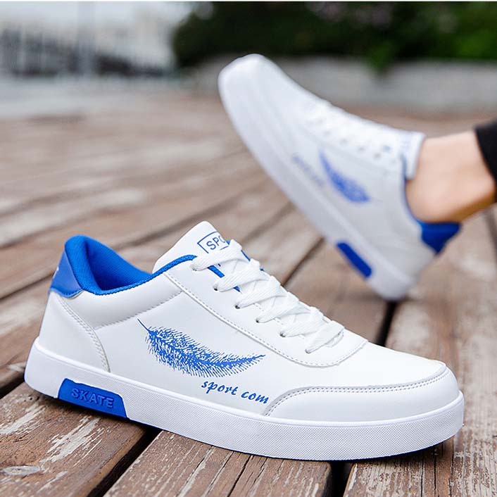 Spring and Autumn Solid Color Round Head Leaf Print Student Casual Shoes Men's Breathable Commuting Comfortable Flat Shoes