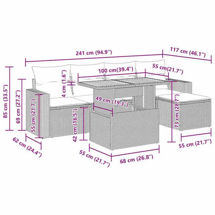 VidaXL Salon de jardin 6 pcs avec coussins noir résine tressée 3327023