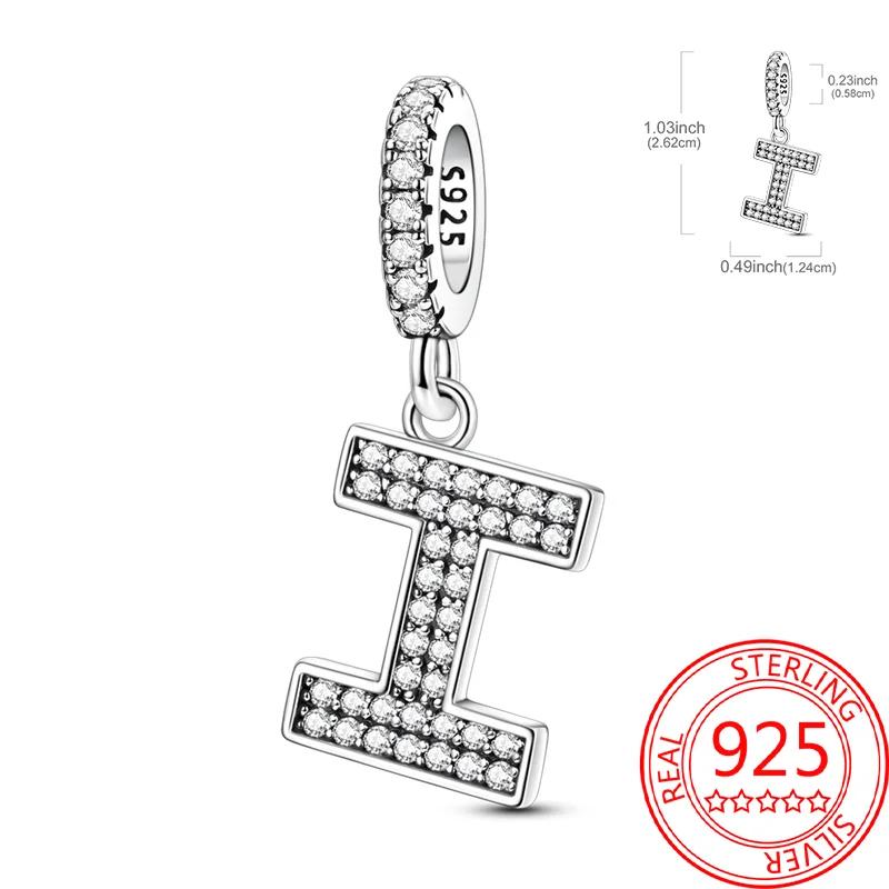 Copper 26 Letters Alphabet Charms Bead Inlaid Shiny Zircon Diy Love Letters Jewelry Gift Fit Original Bracelet For Women