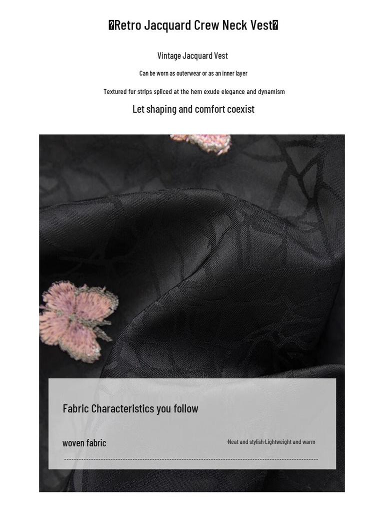 Women's Embroidered Color-Block Round Neck Vest