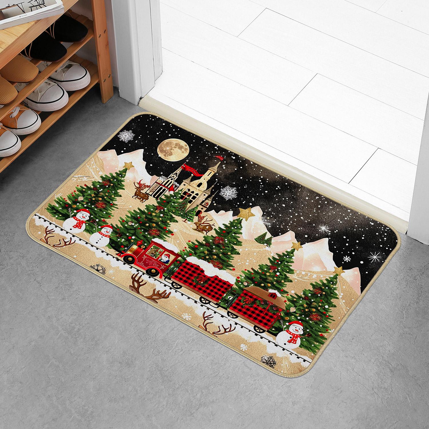 

Рождественский придверный коврик, моющиеся входные коврики для помещений и улицы, нескользящая резиновая основа, абсорбирующие коврики для ванной, кухонные ковры, ванная 400MMx600MM
