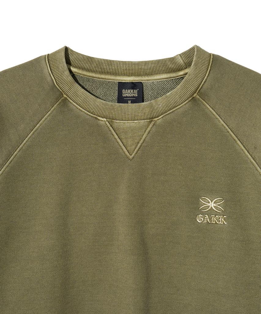 GAKKAI UNIONS Cut-Out Raglan Pigment Sweatshirt Olive